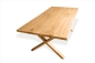 Preview: Solid Hardwood Oak rustic Kitchen Table 40mm with narrow X table legs natural oiled